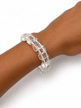 Clear Quartz Geometric Chunk Nugget Bracelet